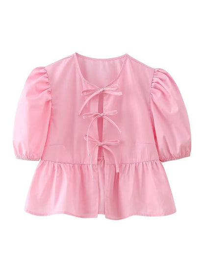 Women's Short Puff Sleeve Top with Spaghetti Straps