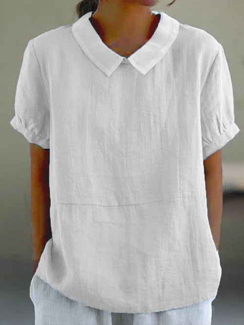 Women's Short-Sleeved Blouse with Bubble Collars
