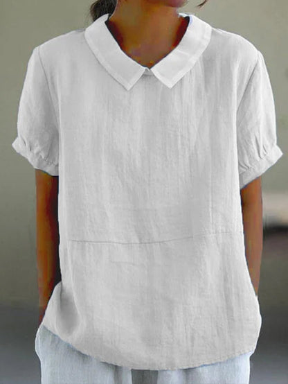 Women's Short-Sleeved Blouse with Bubble Collars