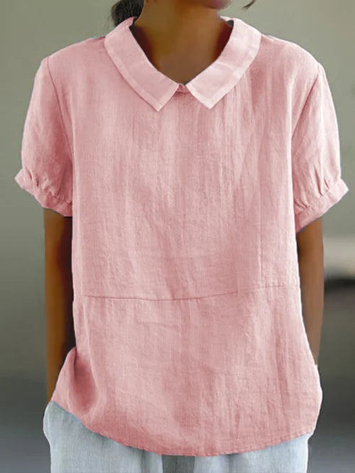 Women's Short-Sleeved Blouse with Bubble Collars