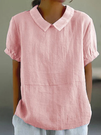 Women's Short-Sleeved Blouse with Bubble Collars