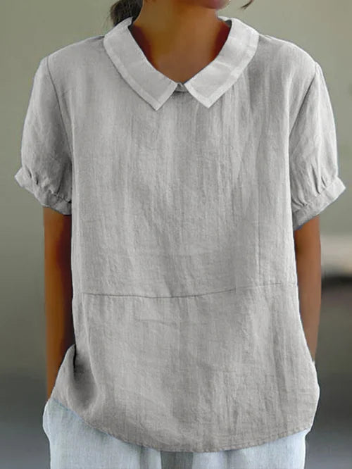 Women's Short-Sleeved Blouse with Bubble Collars