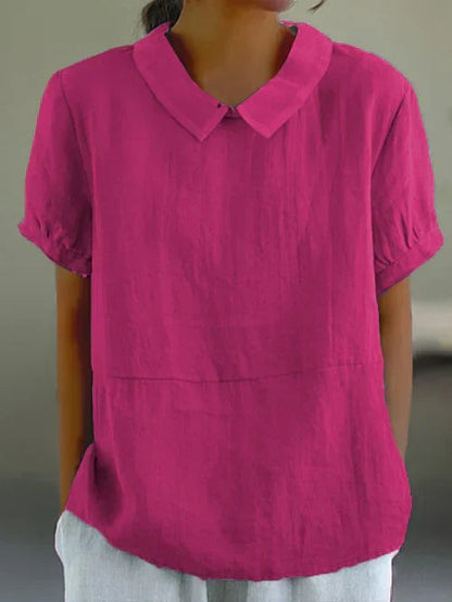 Women's Short-Sleeved Blouse with Bubble Collars