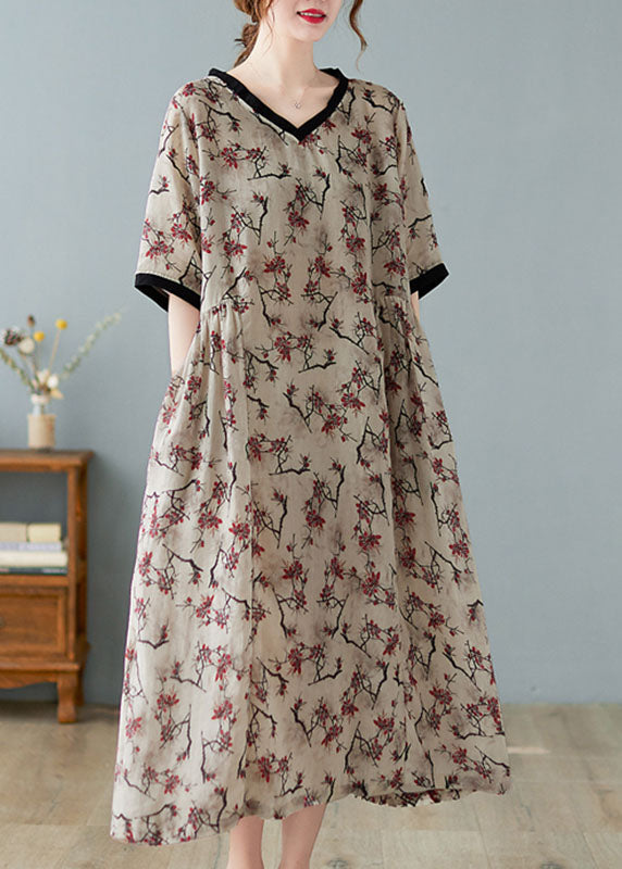 Women's Short-Sleeved V-Neck Dress
