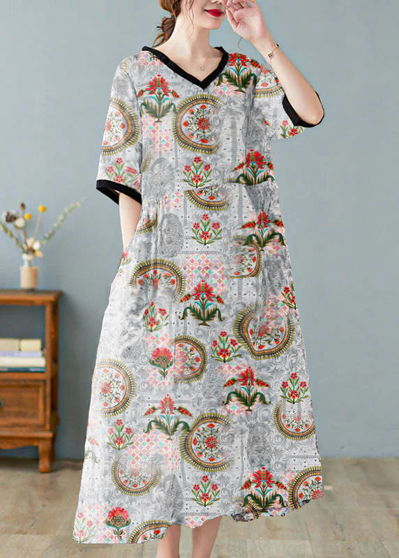 Women's Short-Sleeved V-Neck Dress