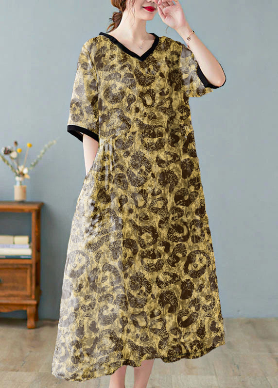 Women's Short-Sleeved V-Neck Dress