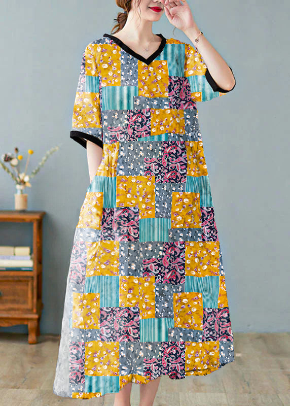 Women's Short-Sleeved V-Neck Dress