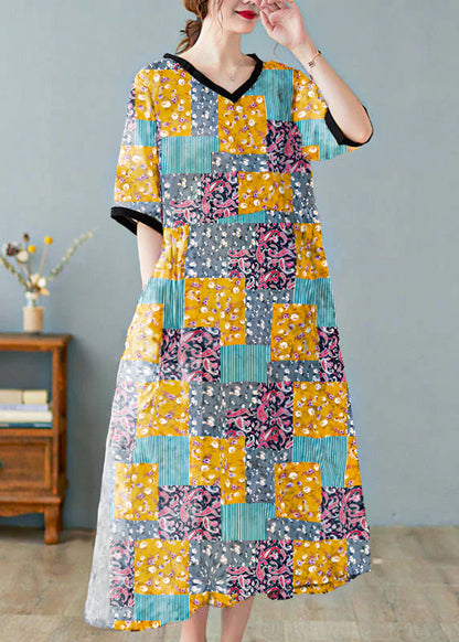Women's Short-Sleeved V-Neck Dress