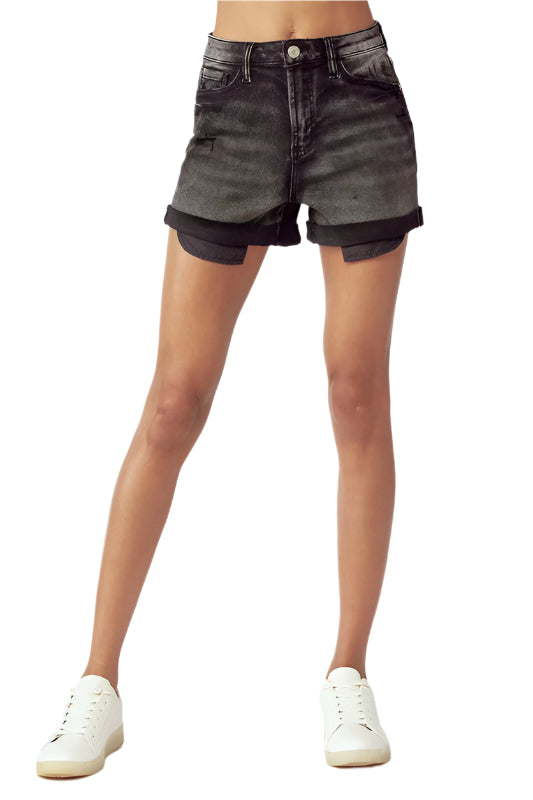 Women's Shorts High Waist Rolled Zoom Casual