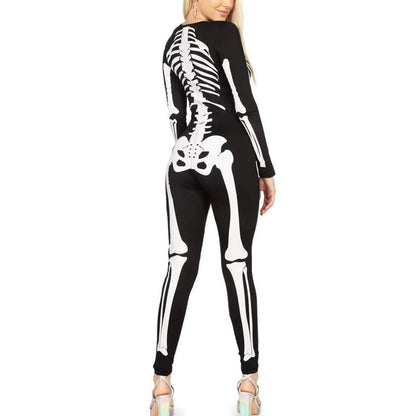 Women's Skeleton Costume With Creepy Print