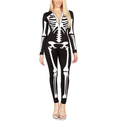 Women's Skeleton Costume With Creepy Print