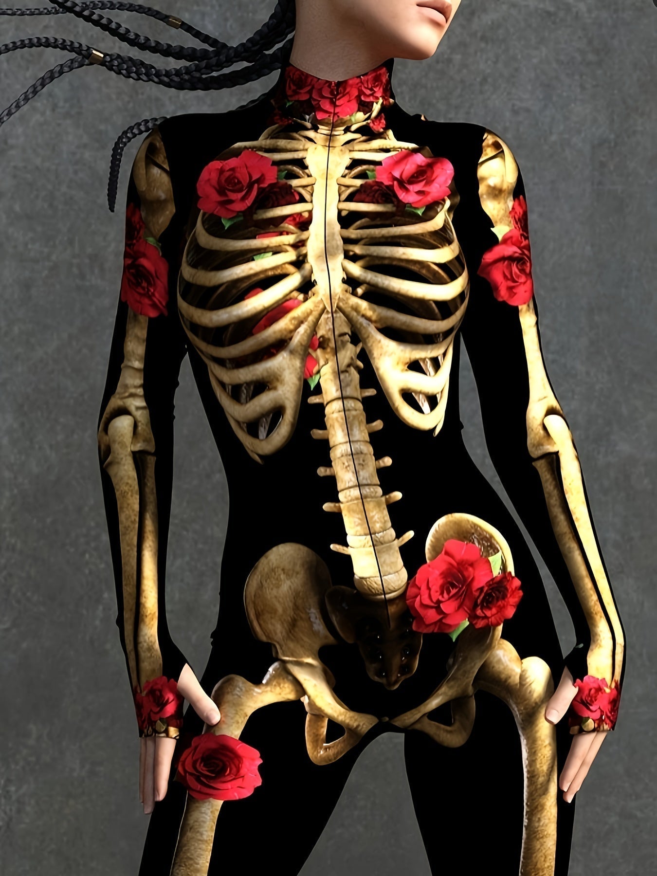 Women's Skeleton Print Jumpsuit for Halloween