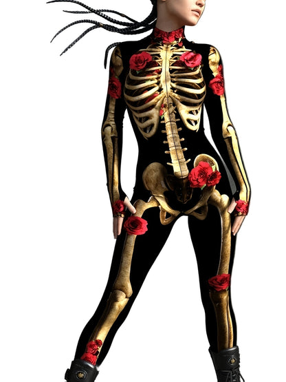 Women's Skeleton Print Jumpsuit for Halloween