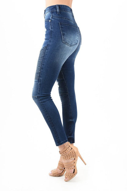 Women's Skinny Jeans High Waist Moto Denim