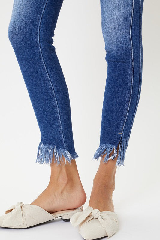 Women's Skinny Jeans High Waist with Hem Detail