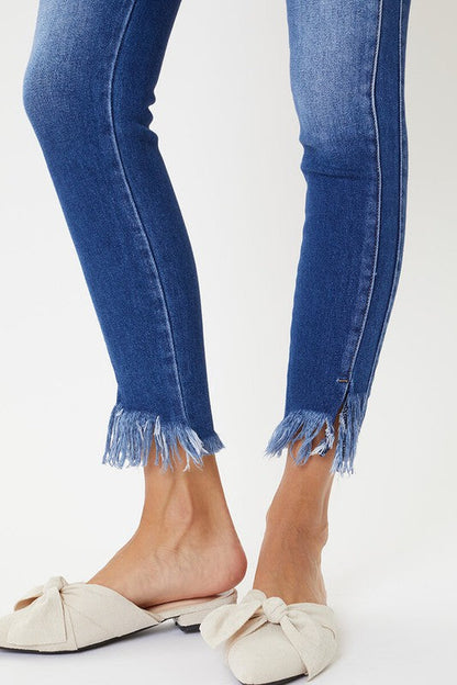 Women's Skinny Jeans High Waist with Hem Detail