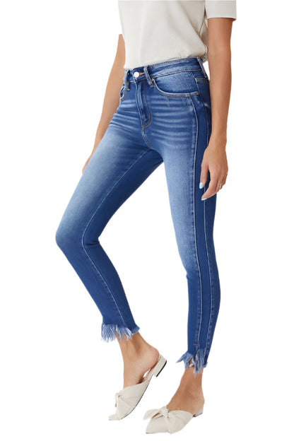Women's Skinny Jeans High Waist with Hem Detail