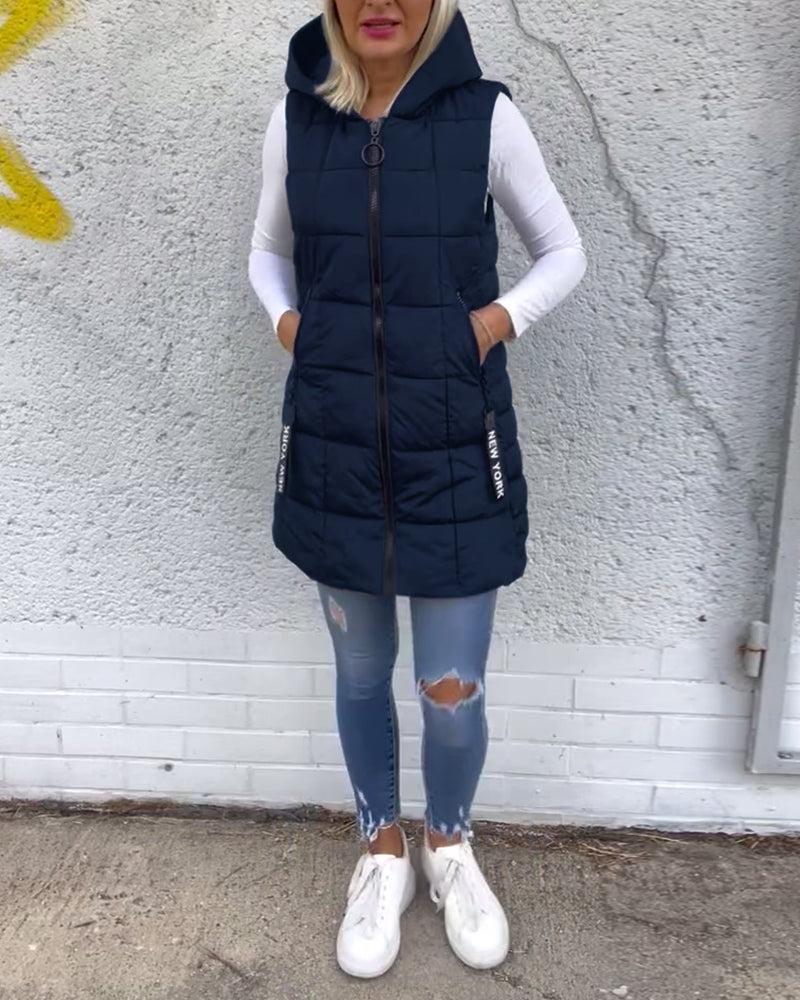 Women's Sleeveless Puffer Jacket with hood