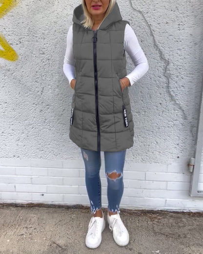 Women's Sleeveless Puffer Jacket with hood