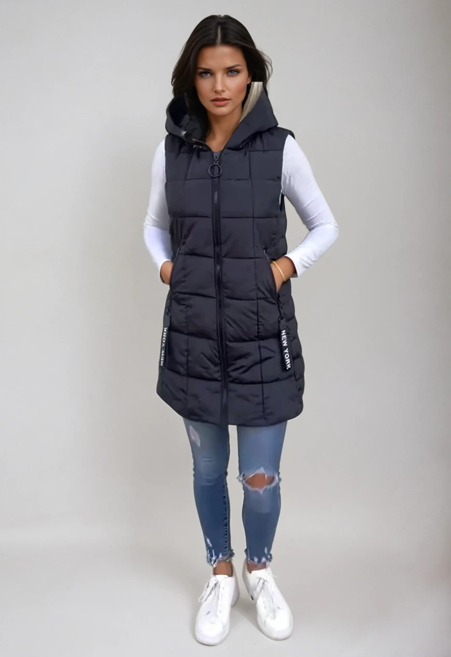 Women's Sleeveless Puffer Jacket with hood