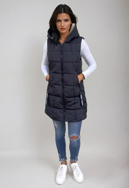 Women's Sleeveless Puffer Jacket with hood