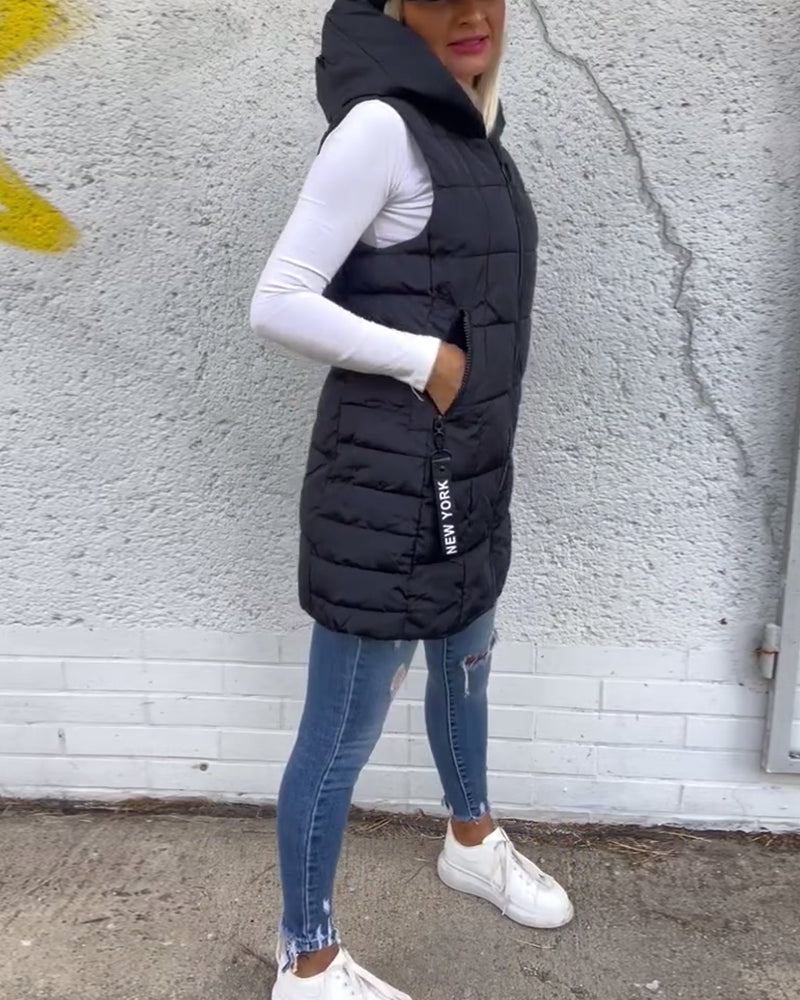 Women's Sleeveless Puffer Jacket with hood