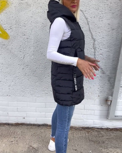 Women's Sleeveless Puffer Jacket with hood