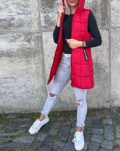 Women's Sleeveless Puffer Jacket with hood