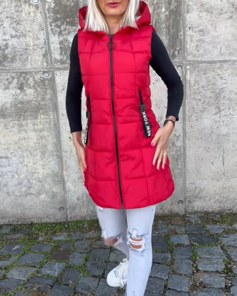 Women's Sleeveless Puffer Jacket with hood