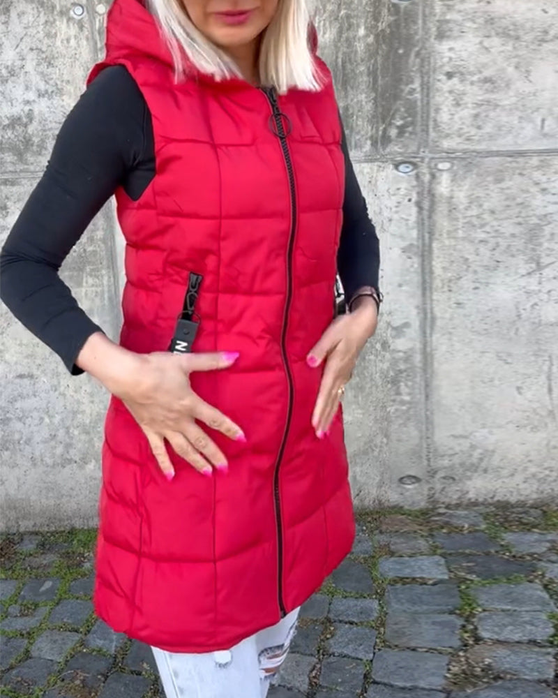 Women's Sleeveless Puffer Jacket with hood