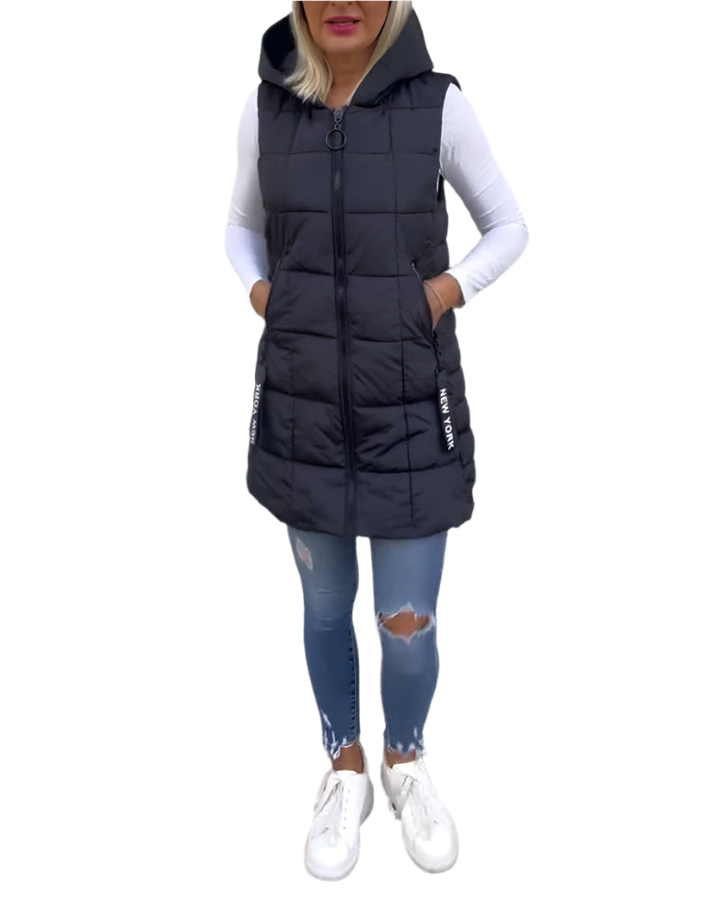 Women's Sleeveless Puffer Jacket with hood