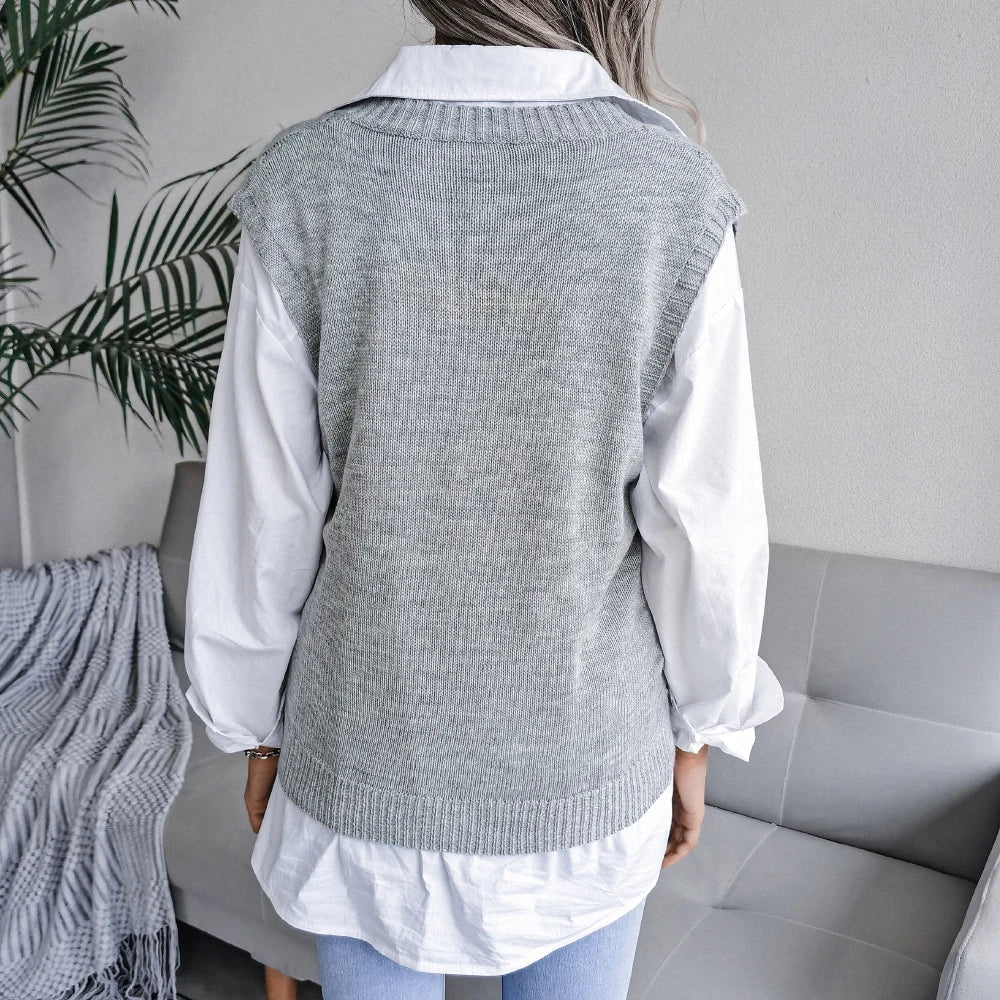 Women's Sleeveless Sweater Knitted Elegant