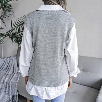 Women's Sleeveless Sweater Knitted Elegant