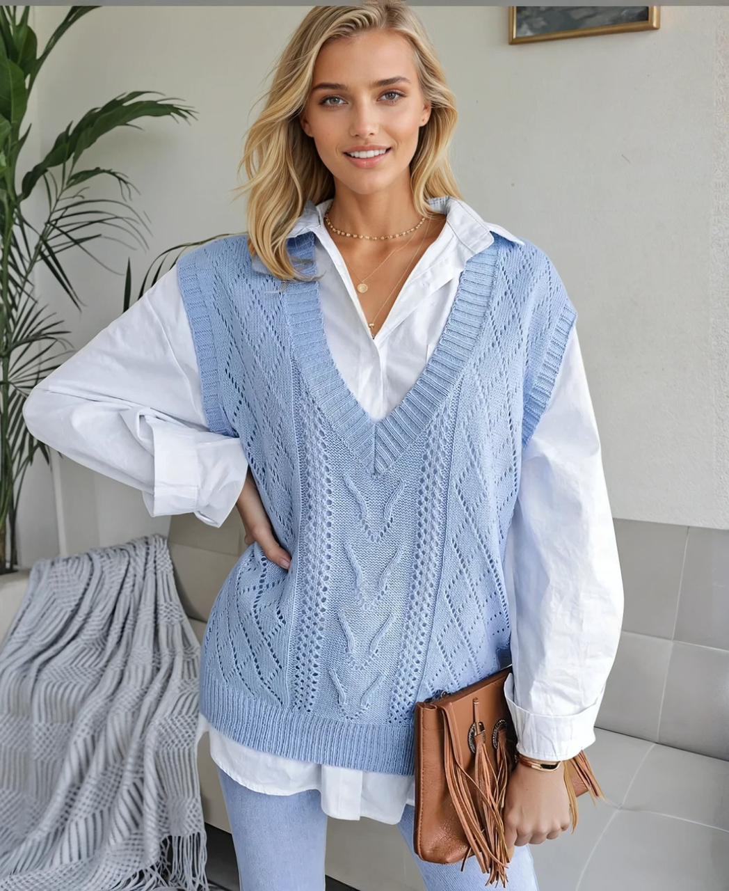 Women's Sleeveless Sweater Knitted Elegant