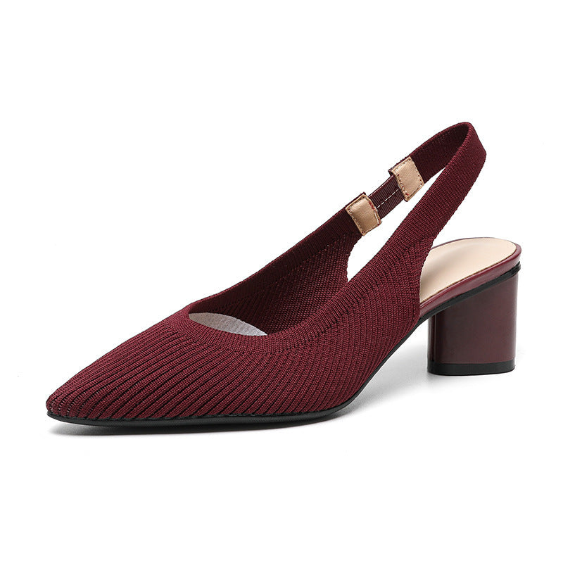 Women's Slingback Heels Pointed Nose With Block Heel