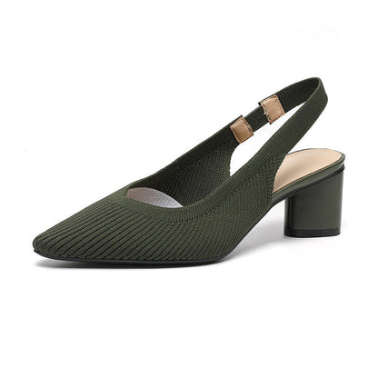 Women's Slingback Heels Pointed Nose With Block Heel