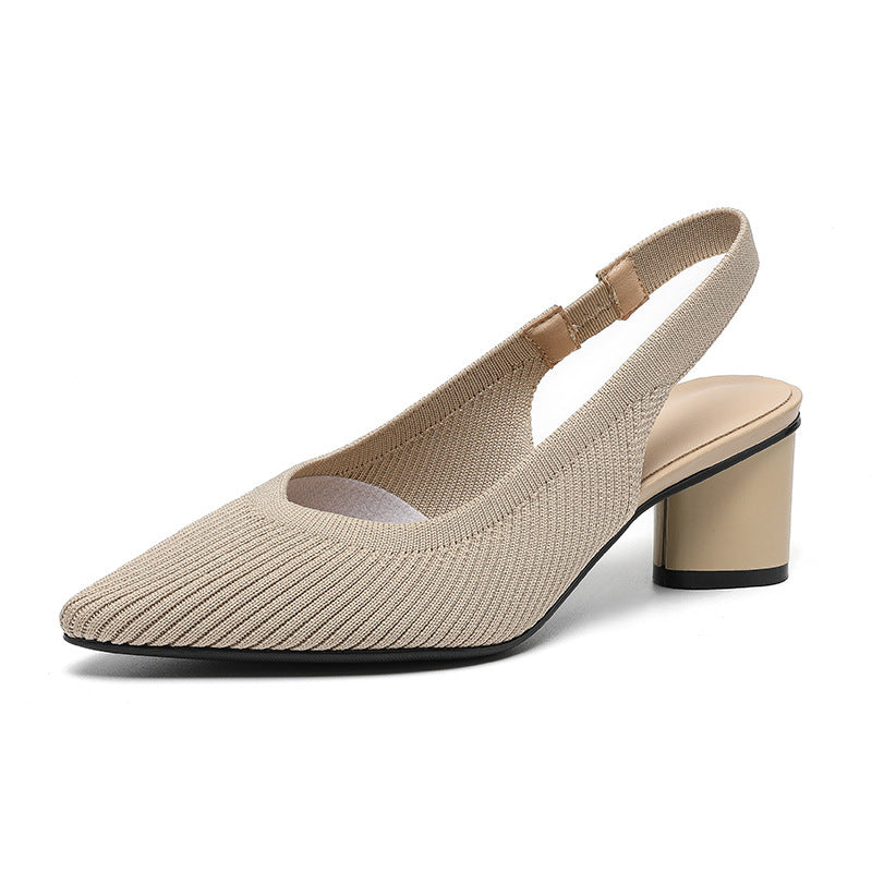 Women's Slingback Heels Pointed Nose With Block Heel