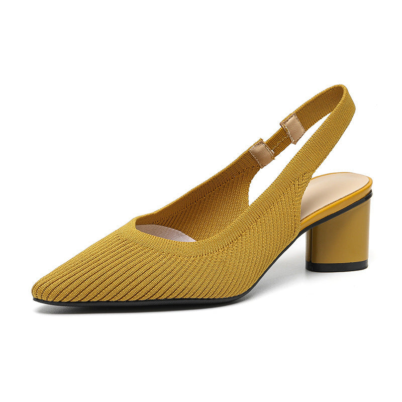 Women's Slingback Heels Pointed Nose With Block Heel