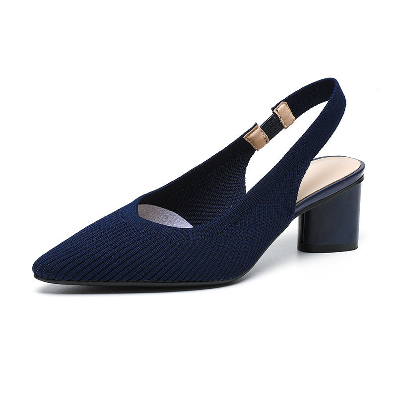 Women's Slingback Heels Pointed Nose With Block Heel