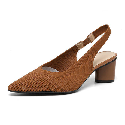 Women's Slingback Heels Pointed Nose With Block Heel