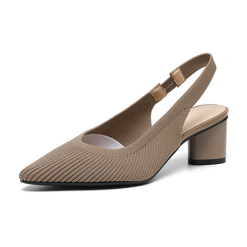 Women's Slingback Heels Pointed Nose With Block Heel