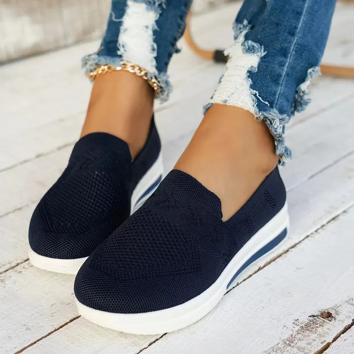 Women's Sneakers Breathable Knitted Mesh Casual Shoes