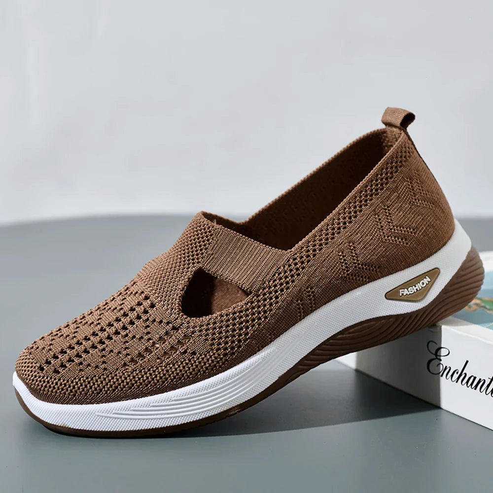 Women's Sneakers Breathable Mesh Casual Shoes Slip-resistant Flat Woven Shoes