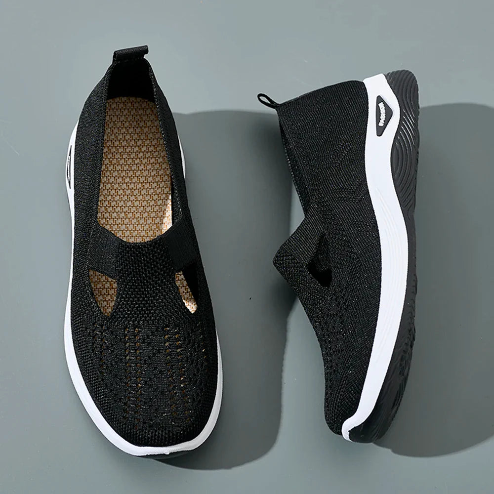 Women's Sneakers Breathable Mesh Casual Shoes Slip-resistant Flat Woven Shoes