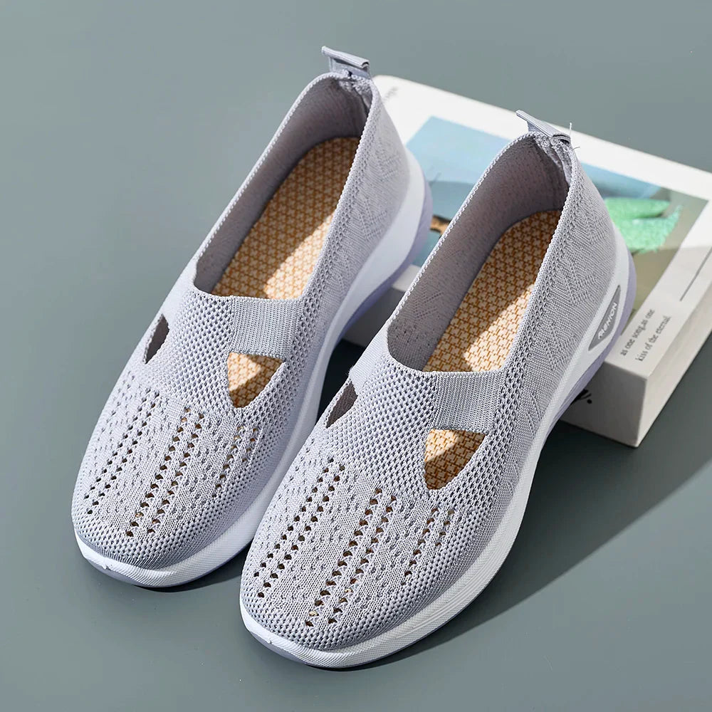 Women's Sneakers Breathable Mesh Casual Shoes Slip-resistant Flat Woven Shoes