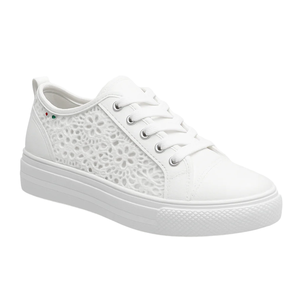 Women's Sneakers Crocheted with Lacing and Reinforced Heel