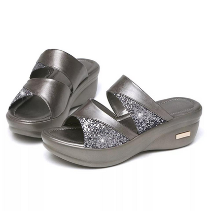 Women's Solid Colour Glitter Sandals