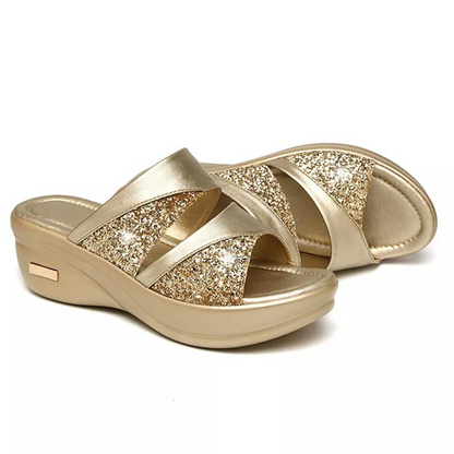 Women's Solid Colour Glitter Sandals