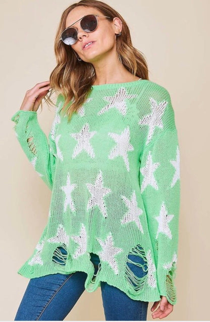 Women's Star Print Sweater Loose Fit Knitted