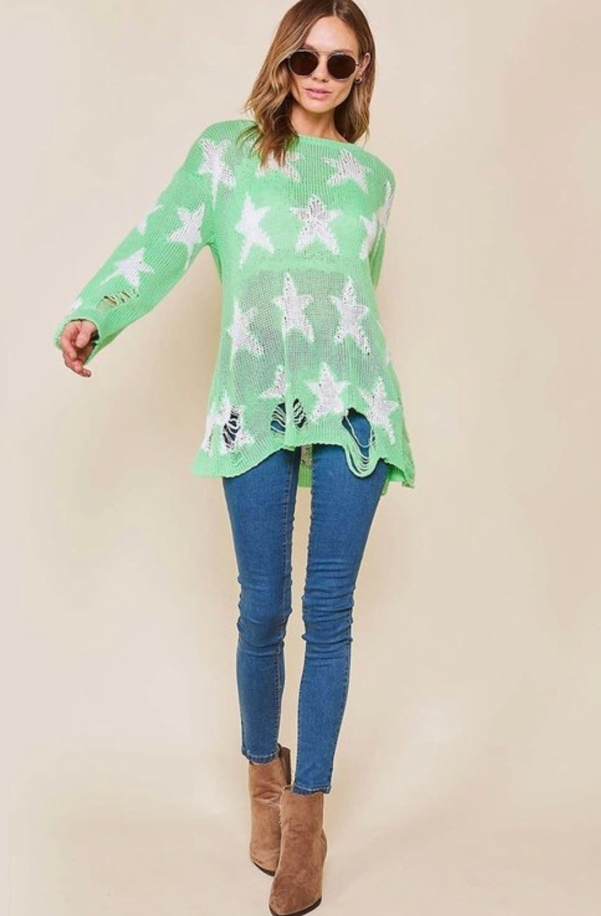 Women's Star Print Sweater Loose Fit Knitted